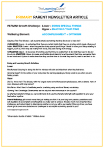 Parent Newsletter Article Week 12 - Lower: Doing Special Things / Upper: Enjoying Your Time