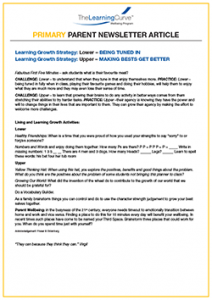 Parent Newsletter Article Week 14 - Lower: Being Tuned In / Upper: Making Bests Get Better