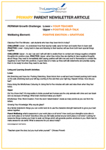 Parent Newsletter Article Week 15 - Lower: Your Teacher / Upper: Positive Self-Talk