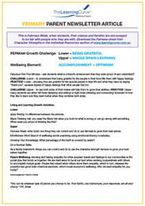 Parent Newsletter Article Week 19 - Lower: Being Grateful / Upper: Whole Brain Learning