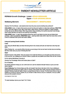 Parent Newsletter Article Week 2 - Lower: Brain Messages / Upper: Your Growing Brain