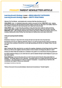 Parent Newsletter Article Week 21 - Lower: Being Healthy Outdoors / Upper: Gritty Practising