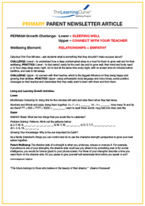 Parent Newsletter Article Week 24 - Lower: Sleeping Well / Upper: Connect With Your Teacher