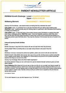 Parent Newsletter Article Week 30 - Lower: Calming Breathing / Upper: Being In Flow