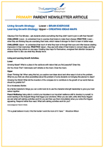 Parent Newsletter Article Week 35 - Lower: Brain Exercise / Upper: Creating Ideas Maps