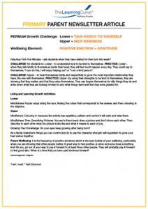 Parent Newsletter Article Week 36 - Lower: Talk Kindly To Yourself / Upper: Self-Kindness