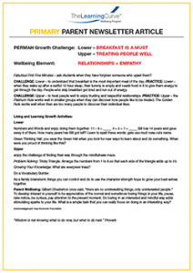 Parent Newsletter Article Week 38 - Lower: Breakfast Is A Must / Upper: Treating People Well