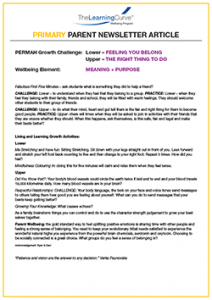 Parent Newsletter Article Week 39 - Lower: Feeling You Belong / Upper: The Right Thing To Do