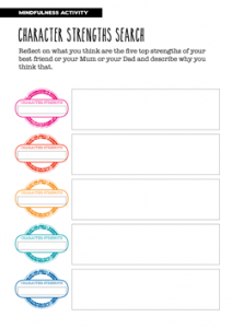 Mindfulness Activity Character Strengths Search