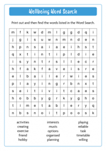 Wellbeing Word Search