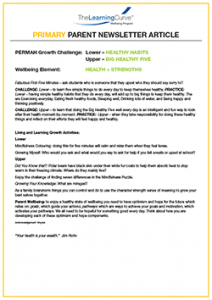 Parent Newsletter Article Week 6 - Lower: Healthy Habits / Upper: Big Healthy Five