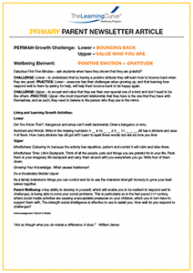 Parent Newsletter Article Week 8 - Lower: Bouncing Back / Upper: Value Who You Are