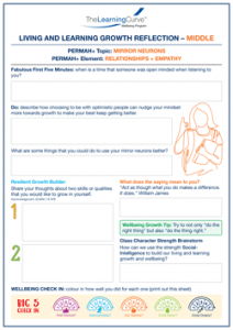 Living and Learning Growth Reflection Middle