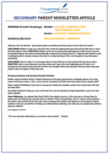 Parent Newsletter Article Week 10 - Middle: Active Constructive Responding (ACR) / Senior: Actively Communicating