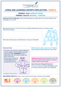 Living and Learning Growth Reflection Middle
