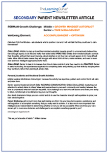 Parent Newsletter Article Week 12 - Middle: Growth Mindset Autopilot/ Senior: Time Management