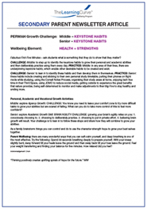 Parent Newsletter Article Week 13 - Middle: Keystone Habits / Senior: Keystone Habits