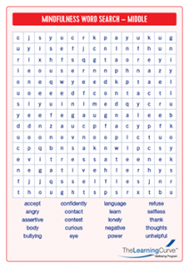 Mindfulness Word Search Middle