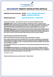 Parent Newsletter Article Week 15 - Middle: 4 To 1 Positive Thoughts / Senior: Growth Sources