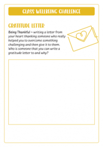 Class Wellbeing Challenge Gratitude Letter Middle