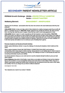 Parent Newsletter Article Week 16 - Middle: Respectfully Assertive / Senior: Subject Mastery