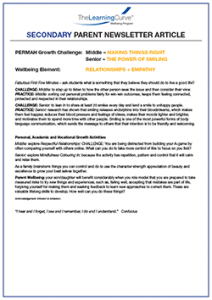 Parent Newsletter Article Week 17 - Middle: Making Things Right / Senior: The Power Of Smiling