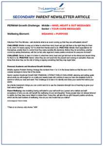 Parent Newsletter Article Week 18 - Middle: Mind, Heart & Gut Messages / Senior: Your Core Messages