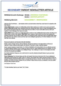 Parent Newsletter Article Week 2 - Middle: Rewiring Your Brain / Senior: Neuroplasicity