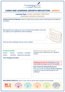 Living and Learning Growth Reflection Middle