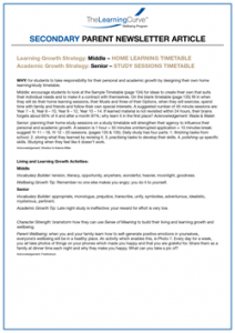 Parent Newsletter Article