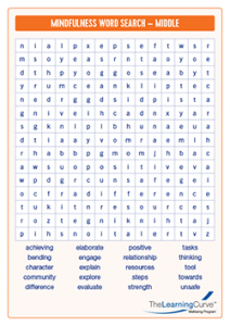 Mindfulness Word Search Middle