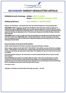 Parent Newsletter Article Week 23 - Middle: Grit To Grow / Senior: Expectation, Passion And Grit