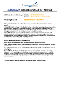Parent Newsletter Article Week 24 - Middle: Teachers Matter / Senior: JOMO - Joy Of Missing Out