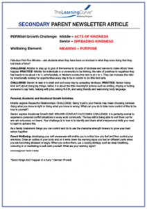 Parent Newsletter Article Week 25 - Middle: Acts Of Kindness / Senior: Spreading Kindness