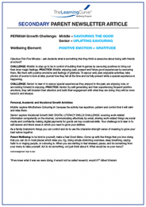 Parent Newsletter Article Week 29 - Middle: Savouring The Good / Senior: Uplifting Savouring