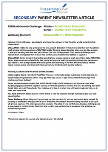 Parent Newsletter Article Week 30 - Middle: Flow - Fully Engaged / Senior: Moments With Nature
