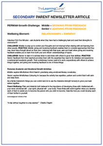 Parent Newsletter Article Week 31 - Middle: Growing From Feedback / Senior: Learning From Feedback