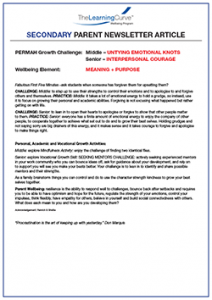 Parent Newsletter Article Week 32 - Middle: Untying Emotional Knots / Senior: Interpersonal Courage