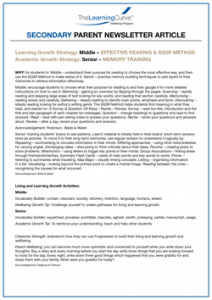 Parent Newsletter Article