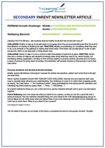 Parent Newsletter Article Week 37 - Middle: Controlling Procrastination / Senior: Procrastination