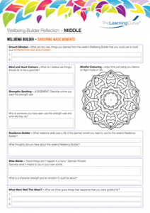 Wellbeing Builder Reflection MIDDLE