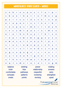 Mindfulness Word Search Middle