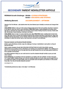Parent Newsletter Article Week 40 - Middle: Coping Strategies / Senior: Encoding And Storing
