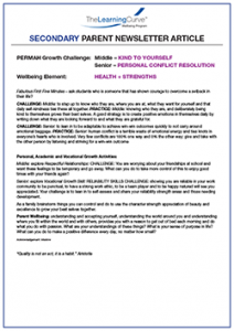 Parent Newsletter Article Week 41 - Middle: Kind To Yourself / Senior: Personal Conflict Resolution