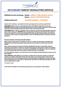 Parent Newsletter Article Week 5 - Middle: Agency And Growth Goals / Senior: Goals Or Expectations