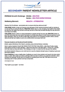 Parent Newsletter Article Week 6 - Middle: Big Five / Senior: Big Five Expectations