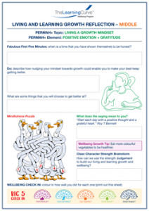 Living and Learning Growth Reflection Middle