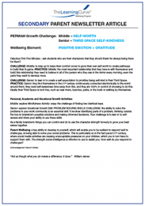 Parent Newsletter Article Week 8 - Middle: Self-Worth / Senior: Third Space Self-Kindness